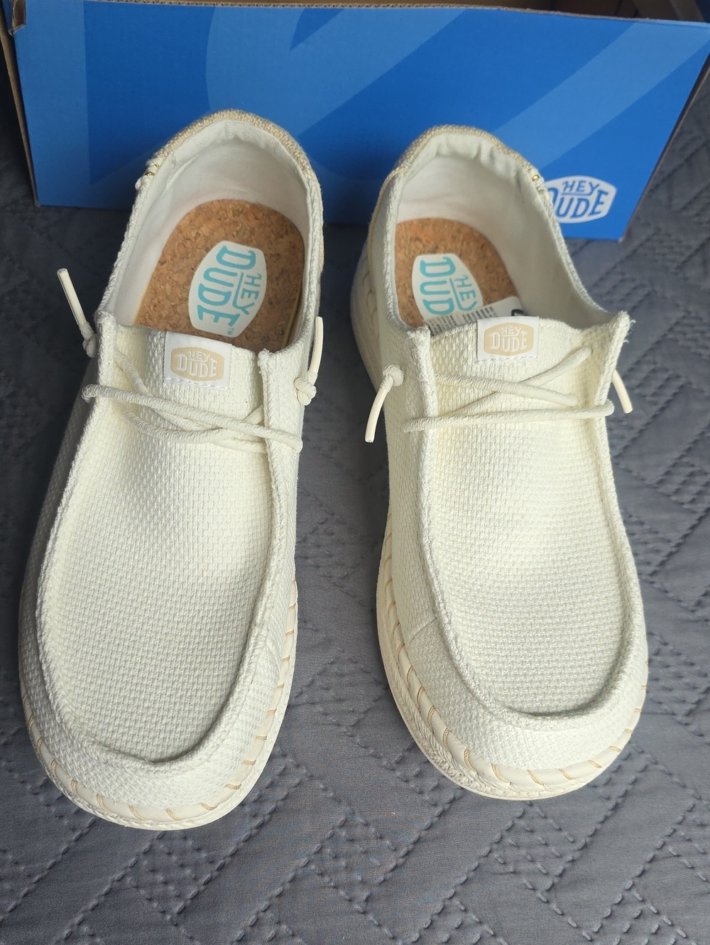 Hey Dude White Canvas Slip-On Loafers